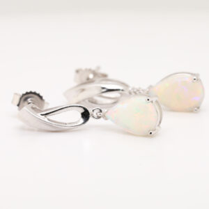 Blue Green Pink White Gold Solid Australian Crystal Opal Drop Earrings