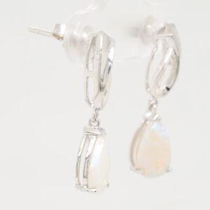 Blue Green Pink White Gold Solid Australian Crystal Opal Drop Earrings