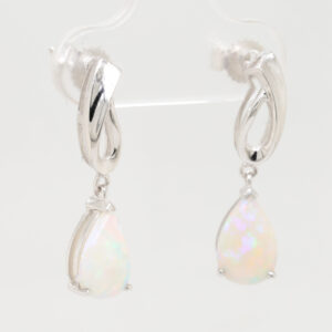 Blue Green Pink White Gold Solid Australian Crystal Opal Drop Earrings
