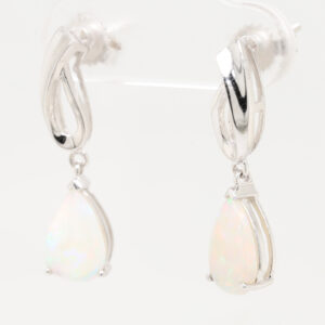 Blue Green Pink White Gold Solid Australian Crystal Opal Drop Earrings