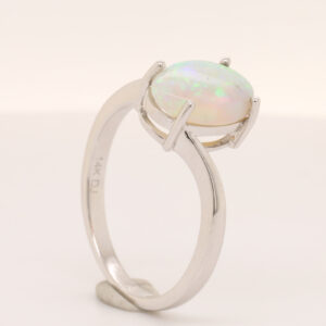 Blue Orange and Green White Gold Solid Australian Crystal Opal Engagement Ring