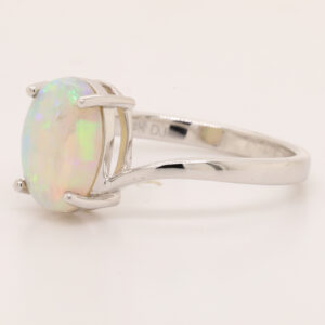 Blue Orange and Green White Gold Solid Australian Crystal Opal Engagement Ring