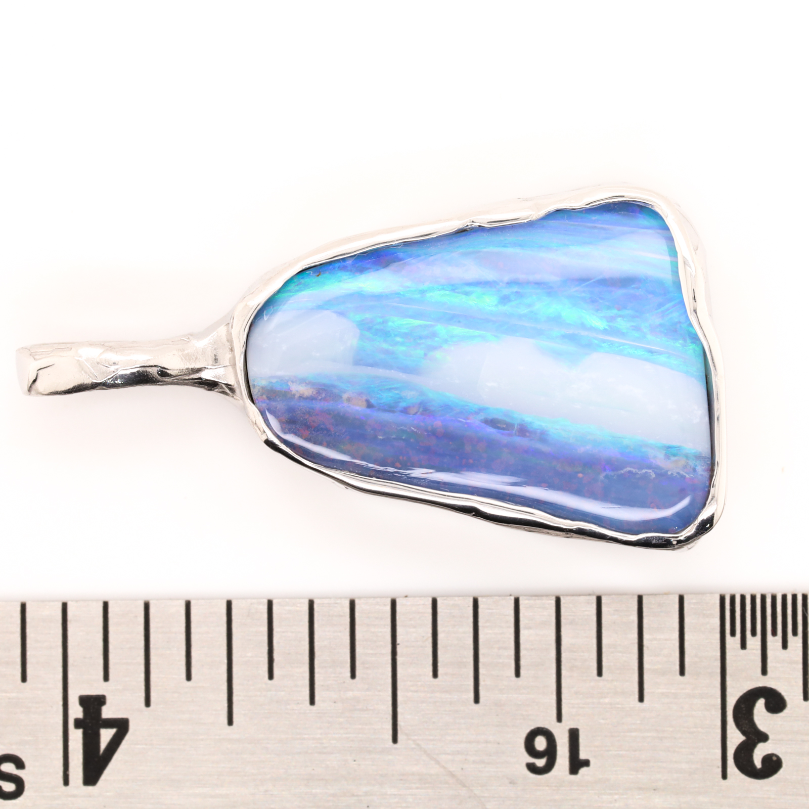 Blue Purple Pink Sterling Silver Solid Australian Boulder Opal Necklace Pendant