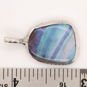 Blue Green Purple Pink Sterling Silver Solid Australian Boulder Opal Necklace Pendant