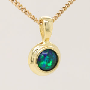 Green Blue Green Gold-Plated Sterling Silver Triplet Opal Necklace Pendant