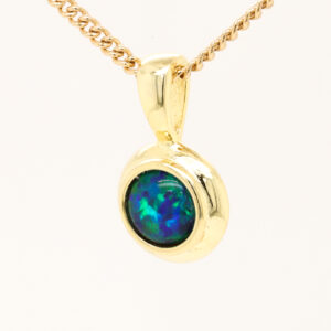 Green Blue Green Gold-Plated Sterling Silver Triplet Opal Necklace Pendant