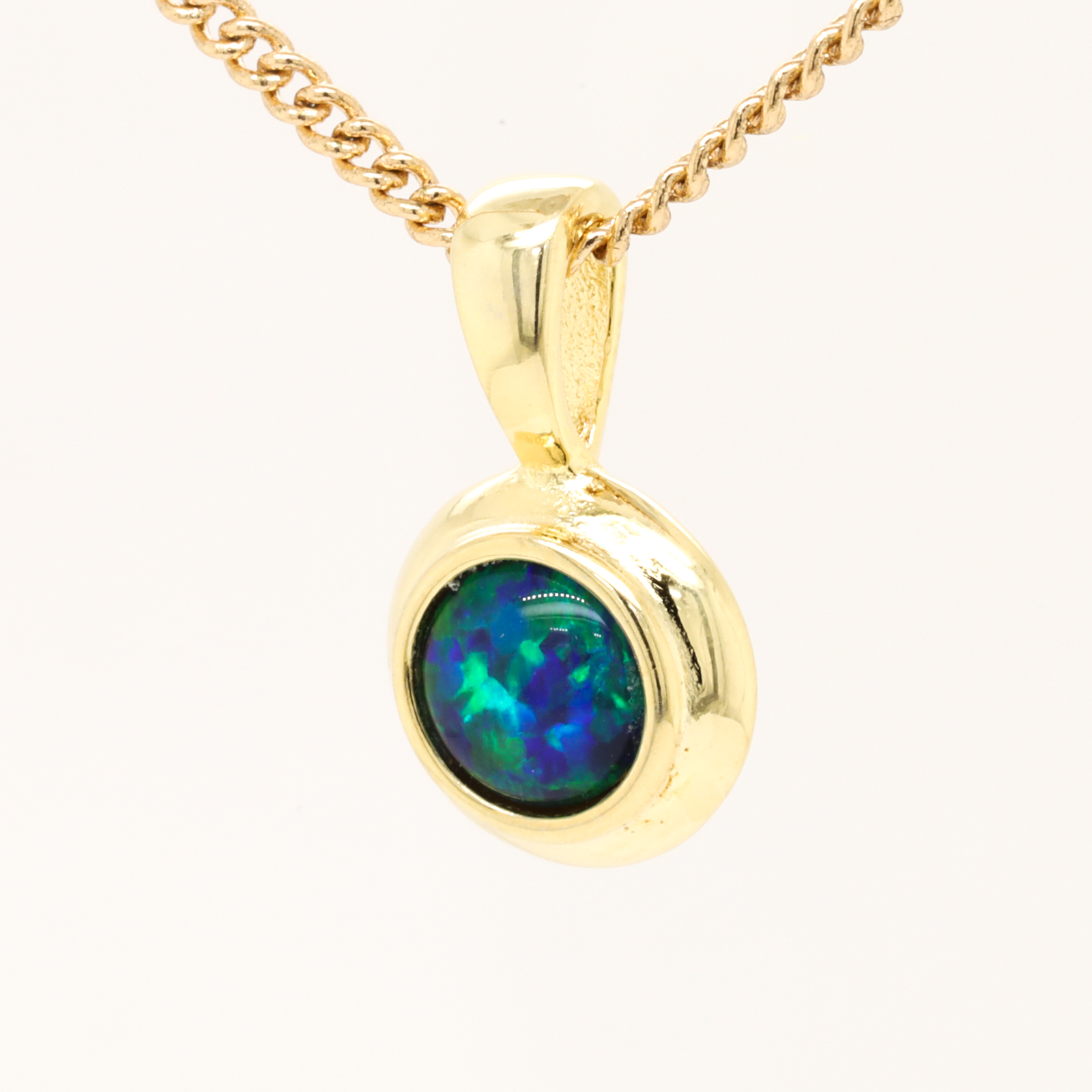 Green Blue Green Gold-Plated Sterling Silver Triplet Opal Necklace Pendant