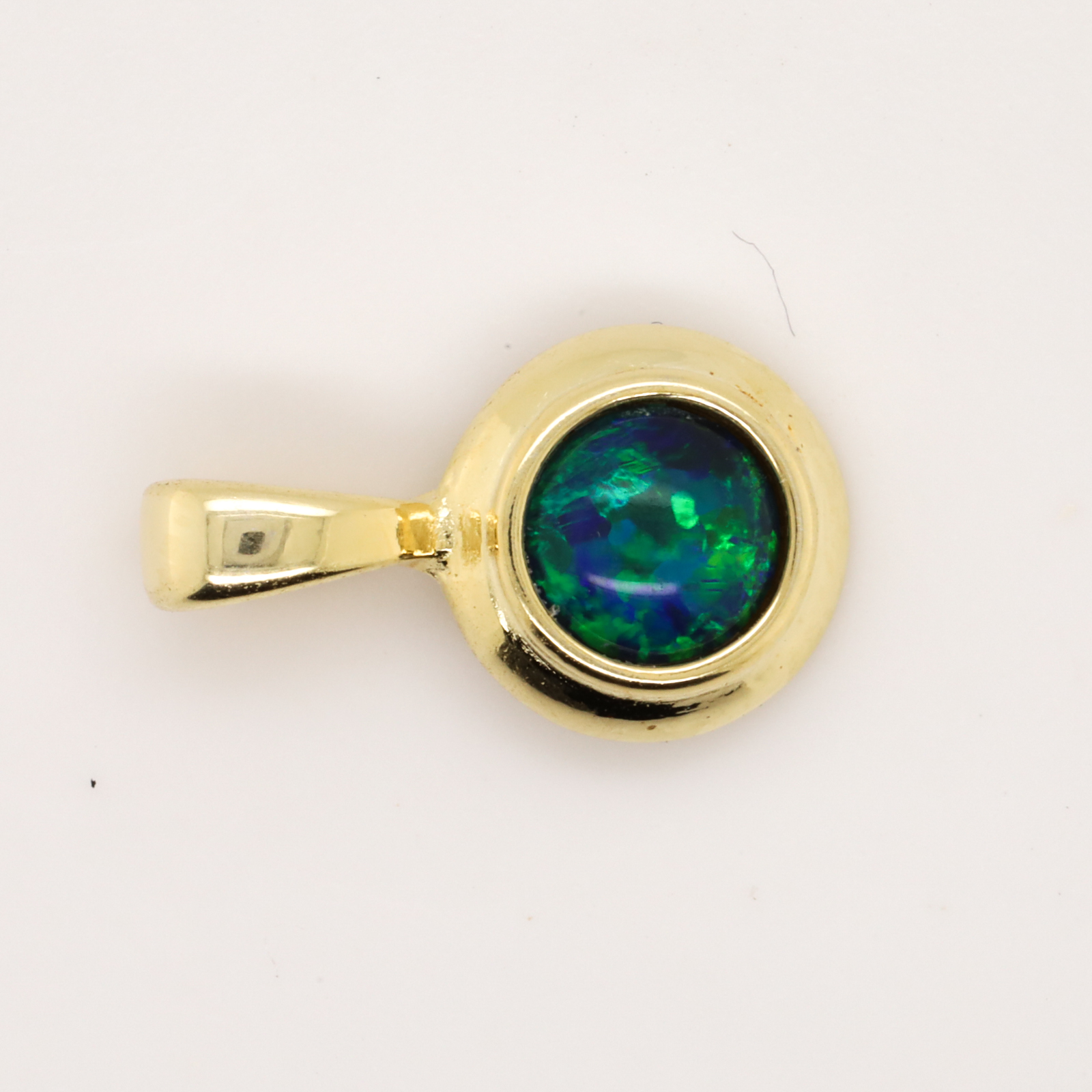Green Blue Green Gold-Plated Sterling Silver Triplet Opal Necklace Pendant