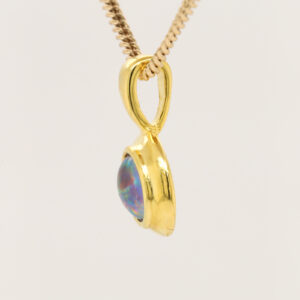 Red Blue Green Gold-Plated Sterling Silver Triplet Opal Necklace Pendant