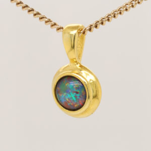 Red Blue Green Gold-Plated Sterling Silver Triplet Opal Necklace Pendant