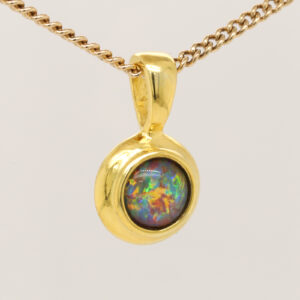 Red Blue Green Gold-Plated Sterling Silver Triplet Opal Necklace Pendant