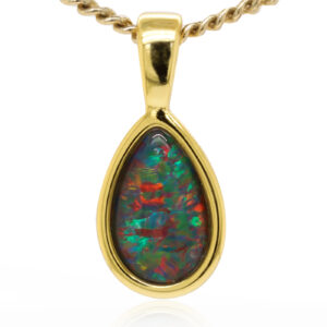 Red Blue Gold Plated Sterling Silver Triplet Opal Necklace Pendant