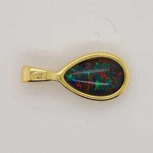 Red Blue Gold Plated Sterling Silver Triplet Opal Necklace Pendant