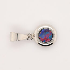 White Gold Blue Red Australian Doublet Opal Necklace Pendant