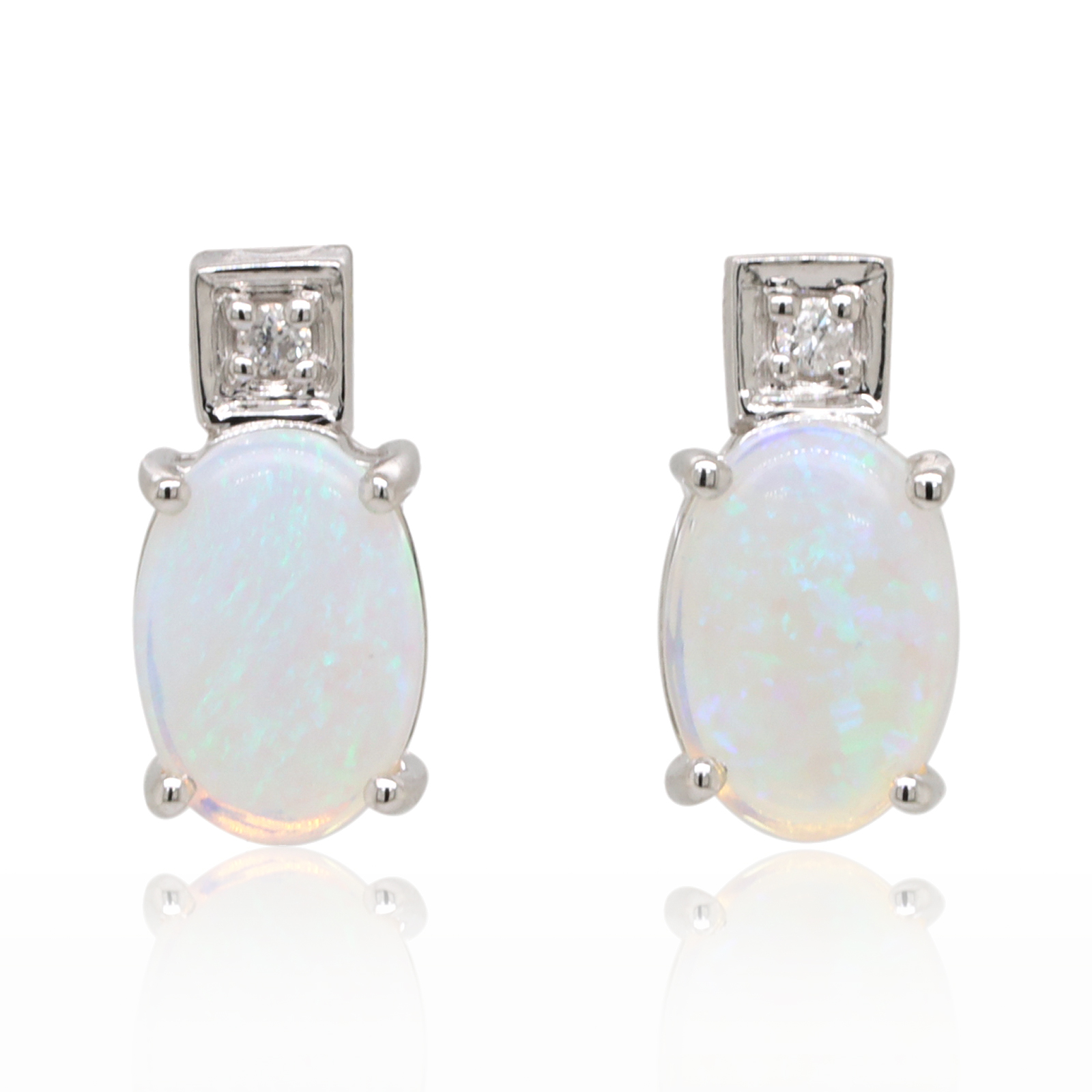 Opal diamond sales stud earrings