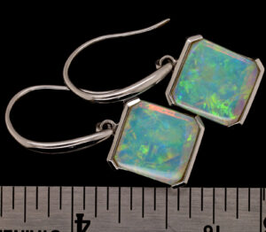 Blue Green Orange White Gold Solid Australian Crystal Opal Drop Earrings