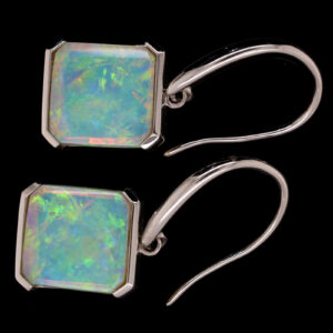 Blue Green Orange White Gold Solid Australian Crystal Opal Drop Earrings