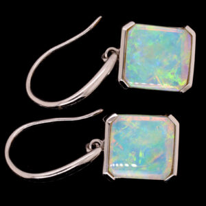 Blue Green Orange White Gold Solid Australian Crystal Opal Drop Earrings