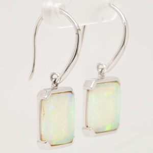 Blue Green Orange White Gold Solid Australian Crystal Opal Drop Earrings