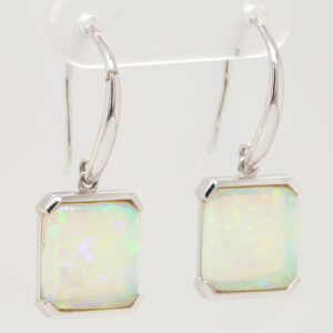 Blue Green Orange White Gold Solid Australian Crystal Opal Drop Earrings