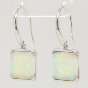 Blue Green Orange White Gold Solid Australian Crystal Opal Drop Earrings