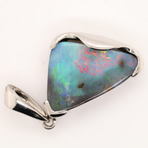 Sterling Silver Green Purple Pink Blue Solid Australian Boulder Opal Necklace Pendant