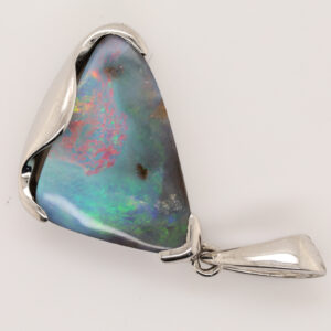 Sterling Silver Green Purple Pink Blue Solid Australian Boulder Opal Necklace Pendant