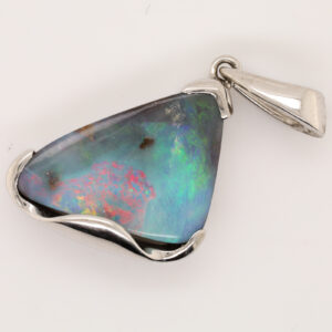 Sterling Silver Green Purple Pink Blue Solid Australian Boulder Opal Necklace Pendant