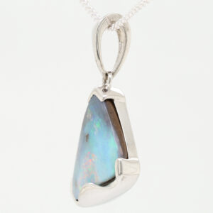 Sterling Silver Green Purple Pink Blue Solid Australian Boulder Opal Necklace Pendant