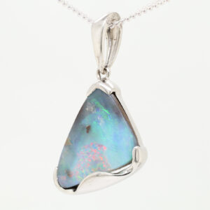 Sterling Silver Green Purple Pink Blue Solid Australian Boulder Opal Necklace Pendant