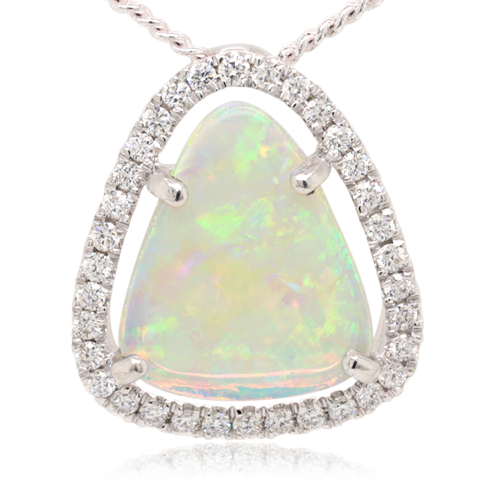 White Gold Crystal Opal Pendant