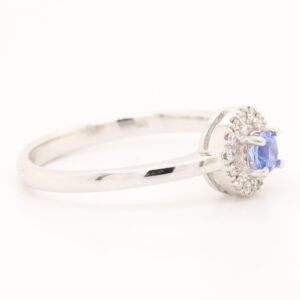 White Gold Blue Ceylon Sapphire and Diamond Engagement Ring