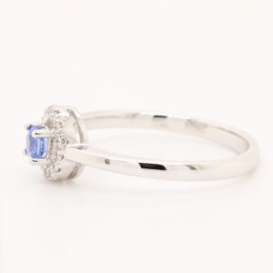 White Gold Blue Ceylon Sapphire and Diamond Engagement Ring