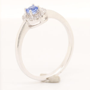 White Gold Blue Ceylon Sapphire and Diamond Engagement Ring