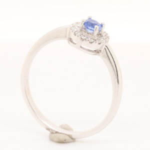 White Gold Blue Ceylon Sapphire and Diamond Engagement Ring