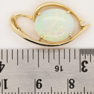 Blue Green Pink Yellow Gold Solid Australian Crystal Opal Necklace Pendant with Diamond