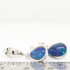 Blue Green Sterling Silver Triplet Opal Earrings