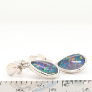 Red Blue Green Sterling Silver Triplet Opal Earrings