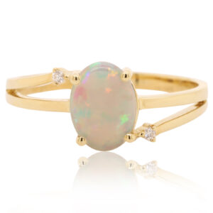 Yellow Gold Crystal Opal Ring