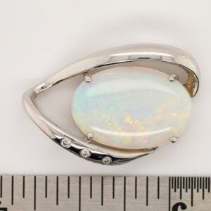 White Gold Blue Pink Green Solid Australian Crystal Opal Necklace Diamond Pendant