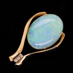 Blue Green Orange Yellow Gold Solid Australian Crystal Opal Necklace Pendant with Diamonds