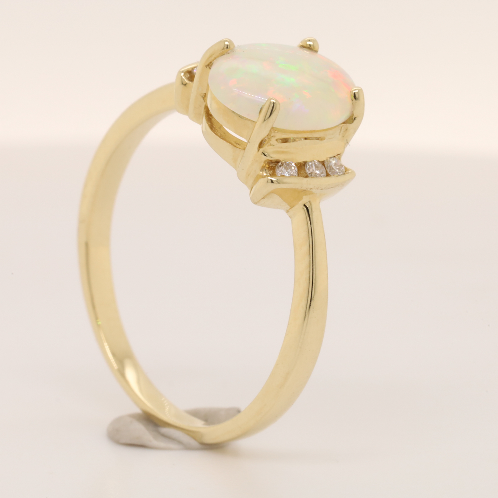 Blue, Pink and Green Yellow Gold Solid Australian Crystal Opal Diamond Engagement Ring