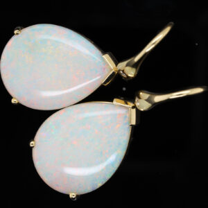 Blue Green Pink Yellow Gold Solid Australian Crystal Opal Diamond Drop Earrings