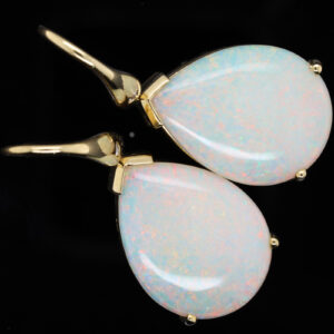 Blue Green Pink Yellow Gold Solid Australian Crystal Opal Diamond Drop Earrings