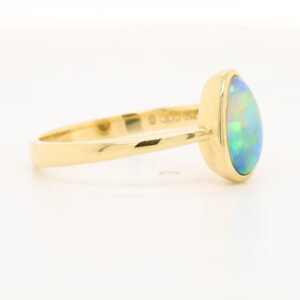 Yellow Gold Blue Orange Green Solid Australian Crystal Opal Engagement Ring