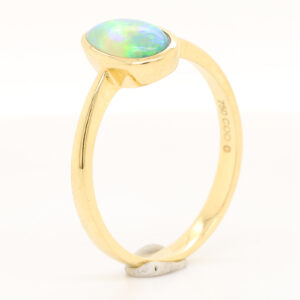 Yellow Gold Blue Orange Green Solid Australian Crystal Opal Engagement Ring
