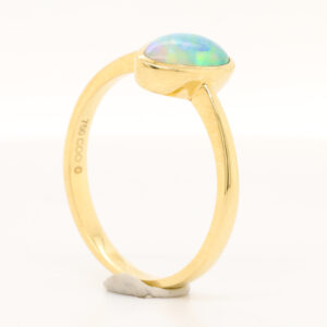 Yellow Gold Blue Orange Green Solid Australian Crystal Opal Engagement Ring