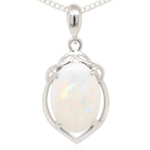 Sterling Silver Green Pink Yellow Blue Solid Australian White Opal Necklace Pendant