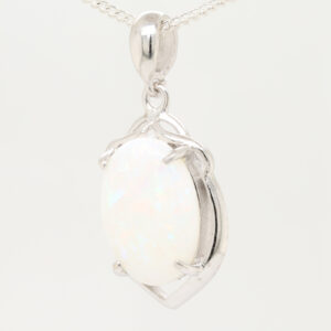 Sterling Silver Green Pink Yellow Blue Solid Australian White Opal Necklace Pendant