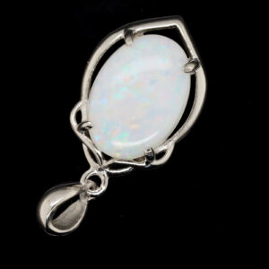 Sterling Silver Green Pink Yellow Blue Solid Australian White Opal Necklace Pendant